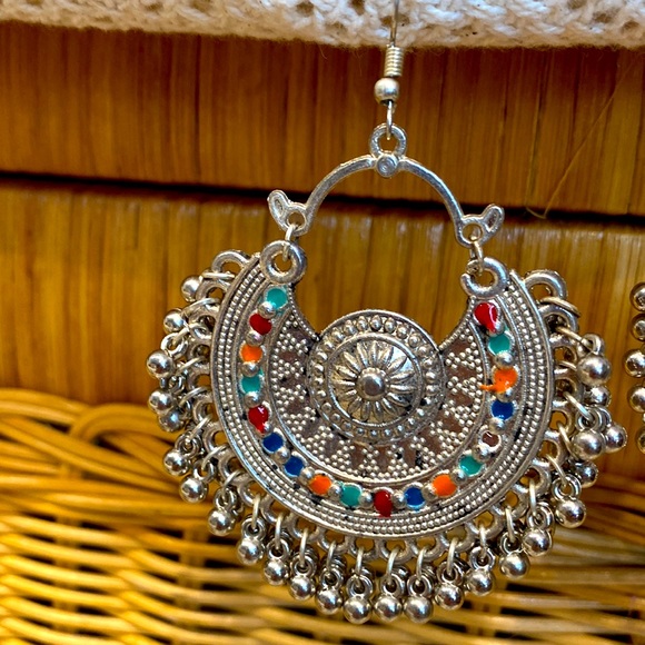 SOLD YEY !!  Handmade Afghan Ethnic Bali Earrings, Tribal Kuchi Afghan Hoop - Picture 7 of 7